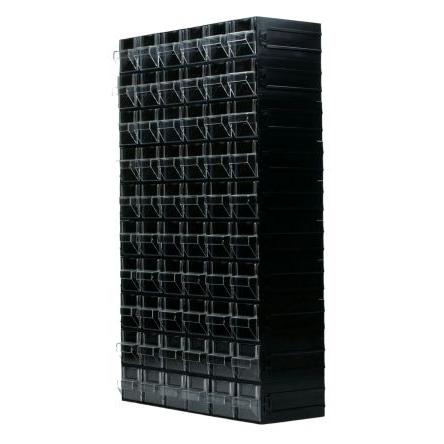 Skladovací jednotka se zásuvkami 60 Průhledné, Černá Polystyren Průhledné zásuvky 560 mm x 338mm x 133 mm RS PRO