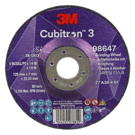 Brusný kotouč, řada: Cubitron 3 Keramika zrnitost 36, max. bezpečná rychlost: 12250 rpm 125 mm x 22.23mm vývrt 3M