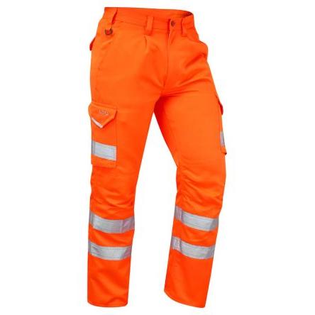 Leo Workwear CT01-O-LEO Oranžová Odpuzující vodu Reflexní kalhoty 38 in
