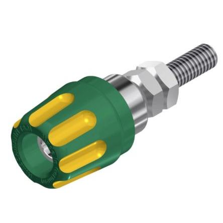 Testovací svorka 16A, Žlutá, Zelená, pokovení kontaktu: Nikl, 60V dc, materiál kontaktu: Mosaz 14 mm Hirschmann Test &