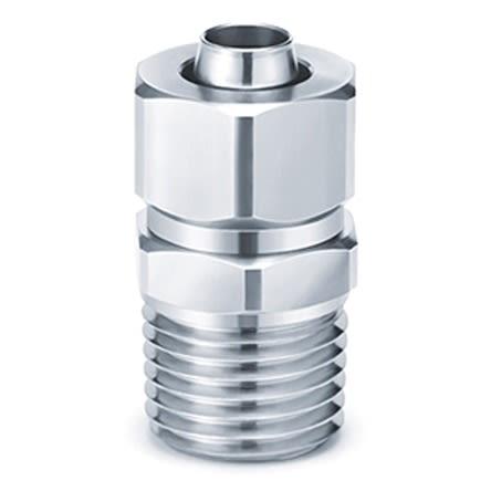 SMC Pneumatický přímý adaptér s vněj. závitem, řada: KQG2, Nerezová ocel, Zásuvný 6mm, Vnější R 1/8" R