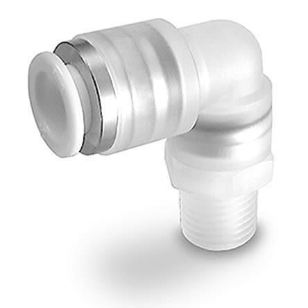 SMC Pneumatický kolenový adaptér s vněj. závitem, řada: KP, Nerezová ocel, Zásuvný 6mm, Vnější R 1/8" R