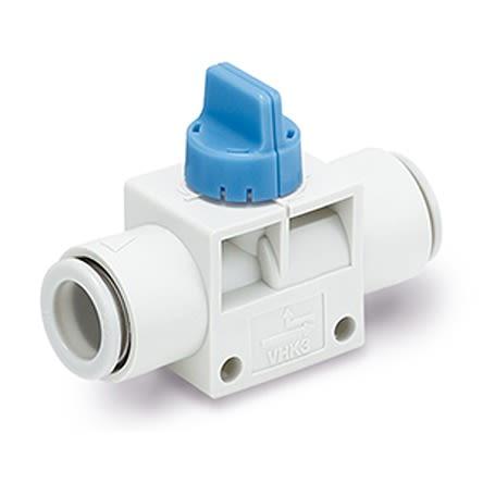 Pneumatický ventil s ručním ovládáním, řada: VHK barva Modrá Knoflík 2.5 mm Zásuvný, materiál tělesa: