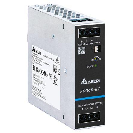 Delta Electronics Napájecí zdroj na lištu DIN DRF-120W, počet výstupů: 1 Spínaný režim 2264V ac 5 A St. 24V dc DC 120 W