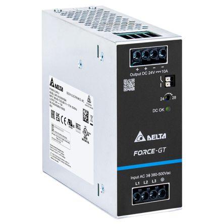 Delta Electronics Napájecí zdroj na lištu DIN DRF-240W, počet výstupů: 1 Spínaný režim 575V ac 10 A St. 24V dc DC 240 W