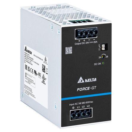 Delta Electronics Napájecí zdroj na lištu DIN DRF-480W, počet výstupů: 1 Spínaný režim 575V ac 20 A St. 24V dc DC 480 W