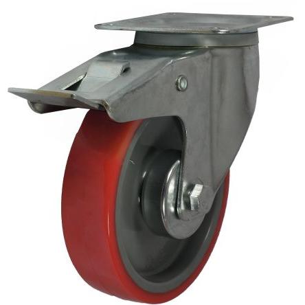 RS PRO Brzděné otočné 150 kg 100 mm, Polyuretan