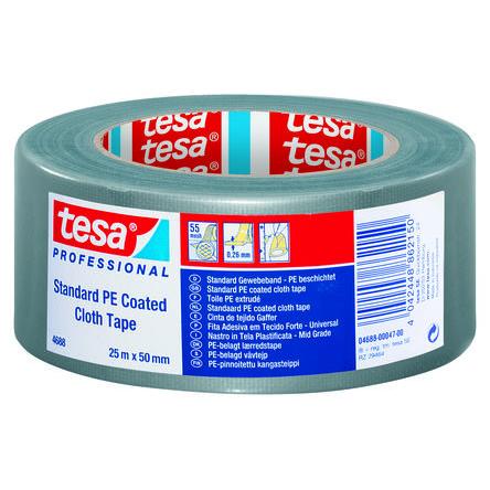 Textilní páska, Šedá, délka: 25 mm x 50mm x 0.26 mm 04688-00047 Tesa, název: 4688 PE potahovaný