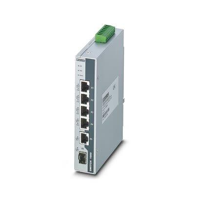 Průmyslový ethernetový přepínač, model: FL SWITCH 6portový 1000Mbps Phoenix Contact Neřízený Napájení přes síť Ethernet