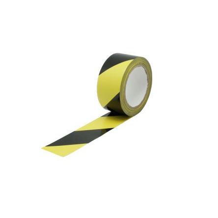 Výstražná páska, Černá, Žlutá Polyvinylchlorid 0.15 mm 50mm, délka: 33 m RS PRO