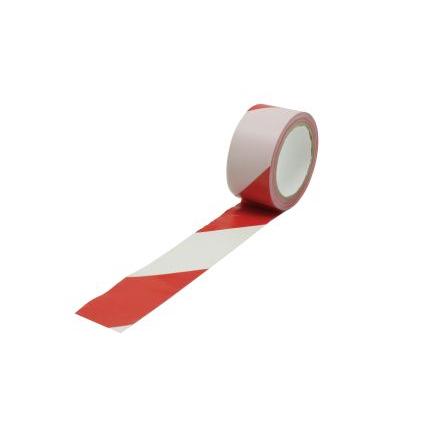 Výstražná páska, Bílá, Červená Polyvinylchlorid 0.15 mm 50mm, délka: 33 m RS PRO