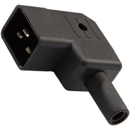 RS PRO Konektor IEC C20, orientace těla: Úhlový, Kabel Vnější, 250V 16A