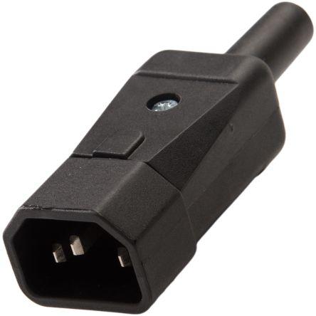 RS PRO Konektor IEC C14, orientace těla: Rovný, Kabel Vnější, 250V 10A