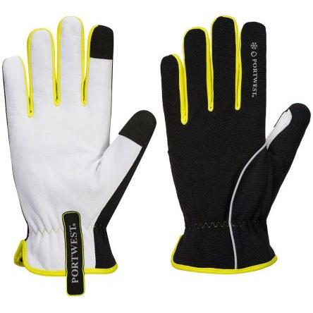 Portwest Rukavice Černá, Žlutá CE Pružný, Nylon, Polyester, Kozí kůže Ano Ano Ano 8 A776