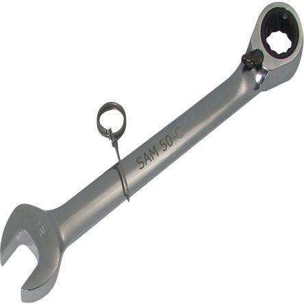 Klíč Ráčnový kombinovaný klíč, celková délka: 417.5mm, Ráčna, Uhlíková ocel, rozevření čelistí: 32 mm SAM