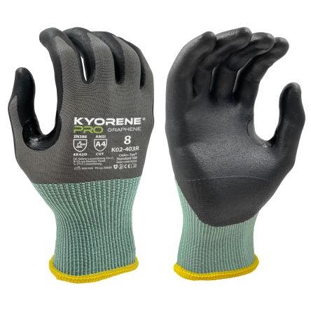 KYORENE Rukavice Černá, Šedá EN 388 Grafen, Nylon 4 2 4 Nitrilová mikropěna 11 K02 - 403R A4 CUT 4X42D F