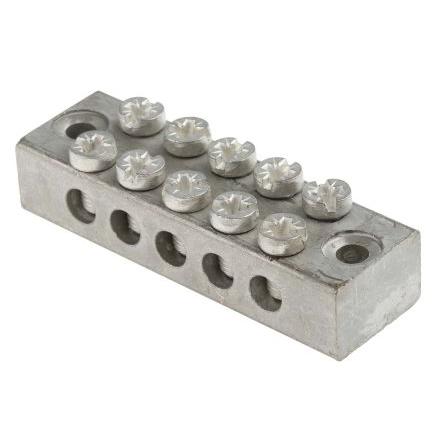 RS PRO Zemnicí svorkovnice, počet cest: 5, 16AWG, délka: 60 mm Dvojitý šroub 0mm², 16 mm² barva Šedá Šroubová, materiál