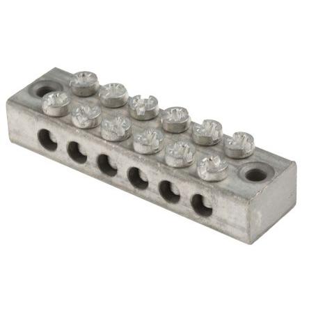 RS PRO Zemnicí svorkovnice, počet cest: 6, 16AWG, délka: 69 mm Dvojitý šroub 0mm², 16 mm² barva Šedá Šroubová, materiál