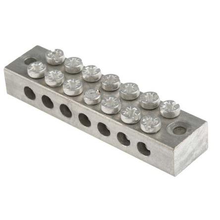 RS PRO Zemnicí svorkovnice, počet cest: 7, 16AWG, délka: 77.2 mm Dvojitý šroub 0mm², 16 mm² barva Šedá Šroubová,