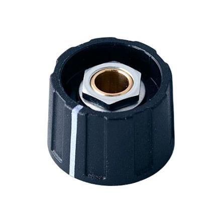 Knoflík potenciometru Černá 23 mm Průměr knoflíku, barva ukazatele: Bílá barva ukazatele 6 mm hřídel OKW A2623060 Kulatý
