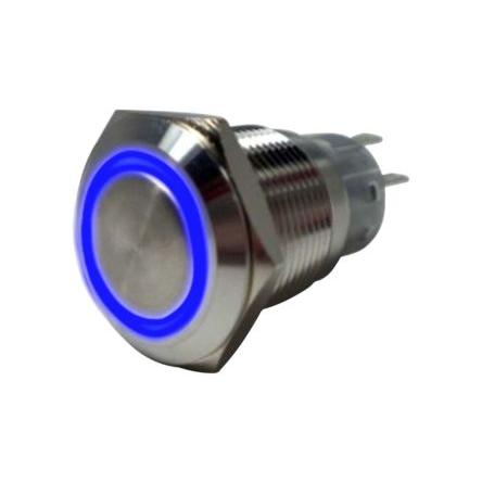 RND Spínač odolný proti vandalům, řada: RND 210 IP67 1 NO/1 NC Panel zap-zap Osvětlené 19 mm 5A, barva LED: Modrá 250 V