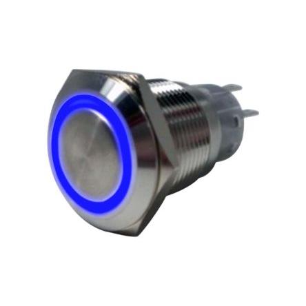 RND Spínač odolný proti vandalům, řada: RND 210 IP67 1 NO/1 NC Panel Blokování Osvětlené 19 mm 5A, barva LED: Modrá 250