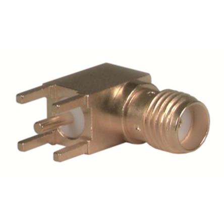 Huber+Suhner Konektor PCB, řada: 85_SMA Vnitřní, 50 Ω, orientace těla: Pravý úhel, Montáž na plošný spoj Koaxiální PCB