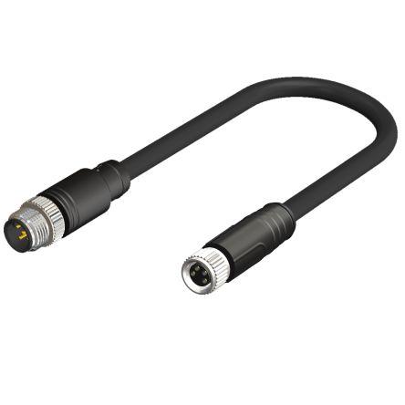 Kabel pro snímače a ovladače, A: Vnitřní, A: M8, Rovný 4, B: M12, Přímý, B: Vnější, 30V 8, IP67 RS PRO 3 m