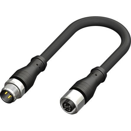 Kabel pro snímače a ovladače, A: Vnitřní, A: M12, Rovný 4, B: M12, Přímý, B: Vnější, 30V 8, IP67 RS PRO 1 m