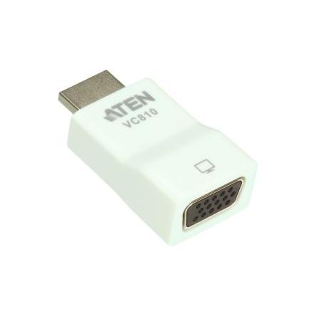 Aten AV adaptér, orientace těla: Rovný, adaptér z typu: HDMI, VGA, adaptér z typu: Převodník, Bílá, materiál pouzdra:
