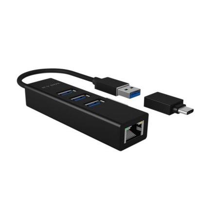 Rozbočovač USB IB-HUB1419-LAN ICY BOX 17 mm