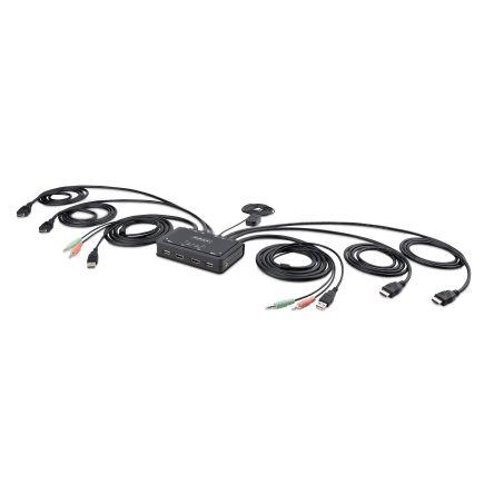 Přepínač KVM, 3,5 mm stereo 2portový USB, počet zobrazení: 2 2 StarTech.com, video připojení: HDMI 4096 x 2160 pixel