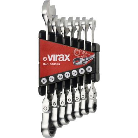 Klíč Flexibilní hlava, celková délka: 190mm, Ráčna, Ocel, rozevření čelistí: 8 mm, 9 mm, 10 mm, 11 mm, 12 mm, 13 mm, 17