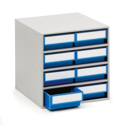 Skladovací jednotka se zásuvkami 8 Modrá Plastové 395 mm x 400mm x 300 mm Treston