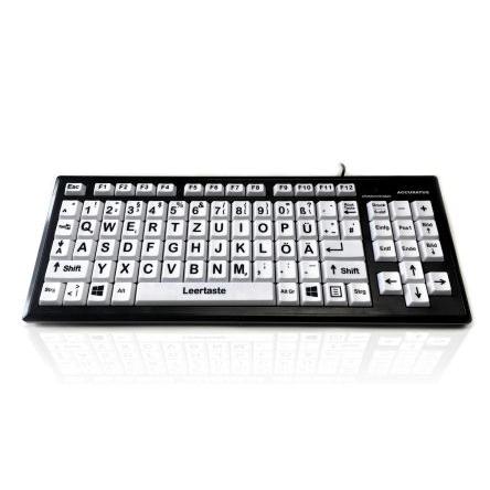 Klávesnice, model: KYB-MON2BLK-UCGR, Kabelový, Bílá, USB Porucha zraku QWERTZ (němčina) x 27 mm x 180mm Ceratech
