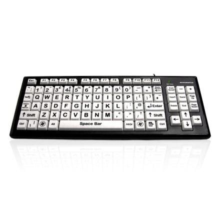 Klávesnice, model: KYB-MON2BLK-UCUH, Kabelový, Bílá, USB Porucha zraku Qwerty x 27 mm x 180mm Ceratech