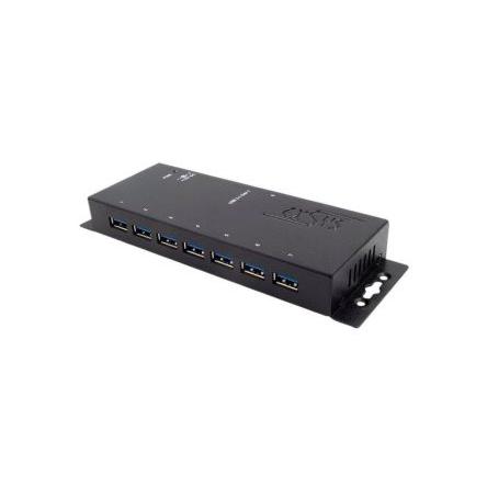 Rozbočovač USB EX-1188HMS-3, standard: USB 3.1 USB, počet portů USB: 7 AC adaptér 60 mm Exsys 23 mm 178mm