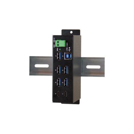 Rozbočovač USB EX-1197HMS, standard: USB 3.0, USB 3.1 USB, počet portů USB: 7 Sběrnice USB 61.5 mm Exsys 113 mm 36.3mm