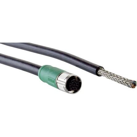 Kabel konektoru, A: Vnitřní, A: M12, Rovný 12, B: Volný konec kabelu, B: Neuzavřený, 30V 12, IP65, IP67, IP69K, řada: