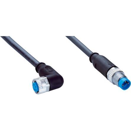 Kabel konektoru, A: Vnitřní, A: M8, Pravoúhlý 4, B: M8, Přímý, B: Vnější, 1.5kV 3, IP65, IP66K, IP67, řada: YG8U14 SICK