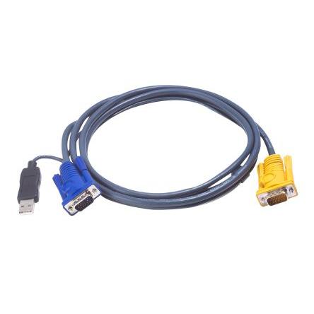 Aten Kabel KVM Vnější, A: VGA, B: USB typu A Vnější 3 m, Modrá
