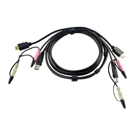 Aten Kabel KVM Vnější, A: USB typu A, B: Display Port, DVI, HDMI Vnější 1.8 m, Černá