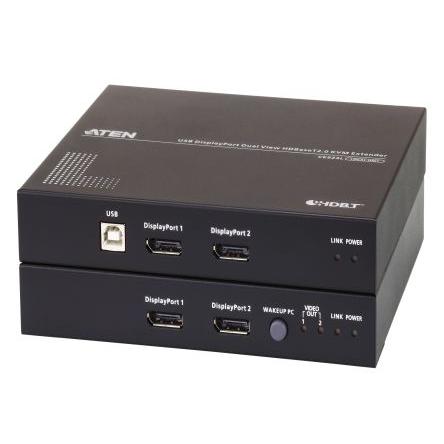 Extender KVM USB Prodlužovač 2 Cat6 Aten 100 m, video připojení: Display Port 18portový