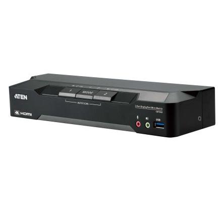 Přepínač KVM, 3,5mm Audio Jack Female 2portový USB, počet zobrazení: 2 2 Aten, video připojení: Display Port 4096 x 2160