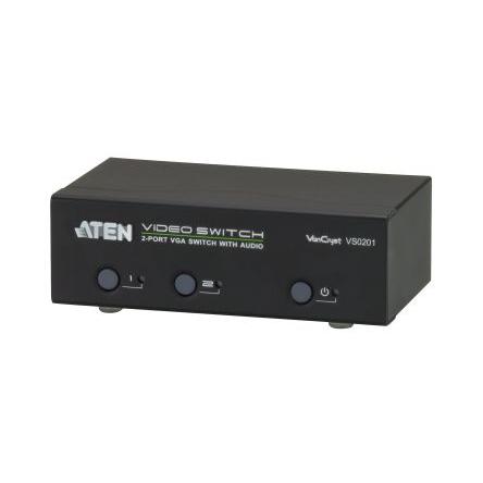 Přepínač VGA, 2 x Mini Stereo Jack Female (zelený) 2portový, video připojení: HDBase T 1920 x 1440 pixel 2, Spínač 1