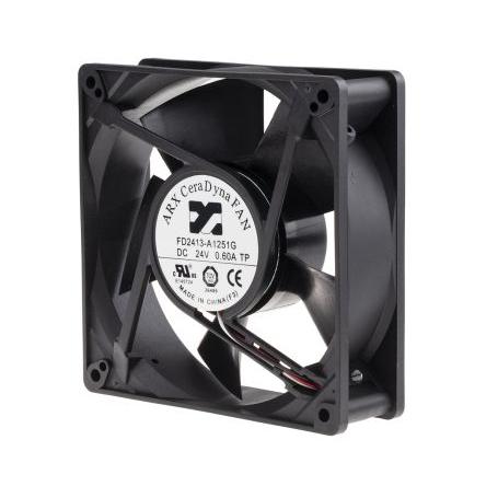 ARX Axiální ventilátor, řada: CeraDyna, průtok vzduchu: 333 m³/h 20.4 W 24V dc 1.7 A IP20 127 mm 127mm 38 mm