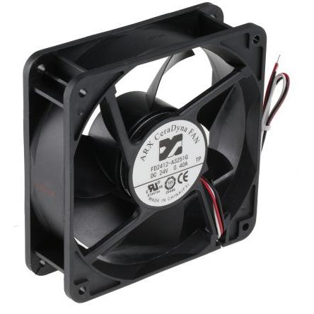 ARX Axiální ventilátor, řada: CeraDyna, průtok vzduchu: 227.7 m³/h 7.2 W 24V dc 300 mA IP20 120 mm 120mm 38 mm