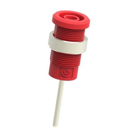 Electro PJP Zásuvka na banánky, 4 mm, 1kV, 36A, Červená, Vnitřní Kolík, materiál kontaktu: Mosaz, délka: 24 mm, pokovení