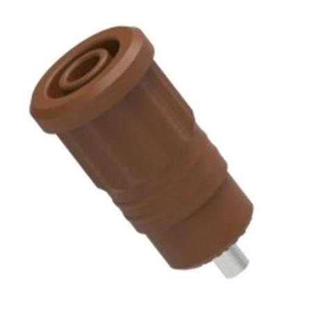Electro PJP Zásuvka na banánky, 4 mm, 1kV, 25A, Hnědá, Vnitřní Lisovací, materiál kontaktu: Mosaz, délka: 34 mm,