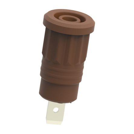 Electro PJP Zásuvka na banánky, 4 mm, 1kV, 36A, Hnědá, Vnitřní Lisovací, materiál kontaktu: Mosaz, délka: 32 mm,